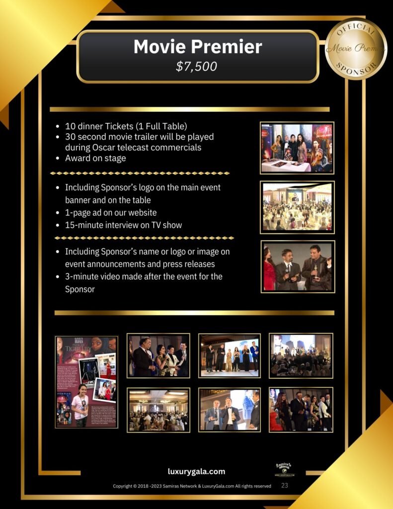 Movie Event Program Movie Sponsorship Package - Luxury Gala